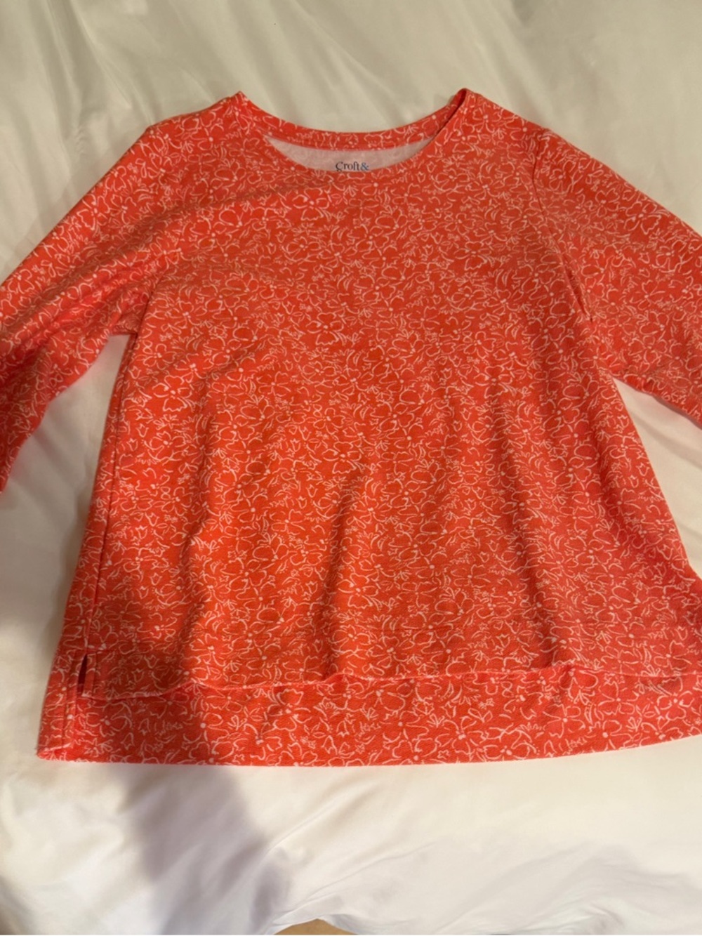 croft & barrow Coral Printed Long Sleeve Top